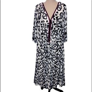 NWT Signature By Sangria Long Ruched Dress Women's Plus 24 Black & White